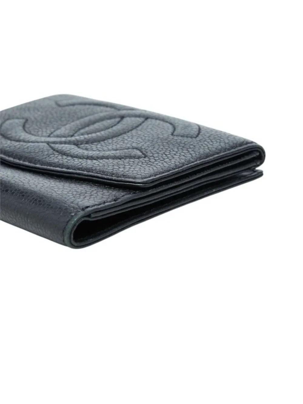 Chanel CC Logo Bifold Wallet Black Caviar Leather